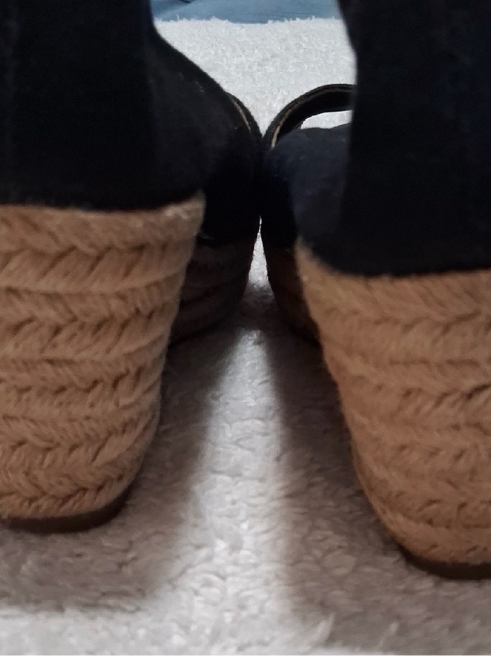 Tory Burch Black Espadrille Peep-Toe Wedges - Picture 6 of 9
